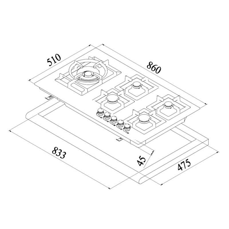 صفحه گازی توکار تکا مدل TEKA EFX 90 5G AI AL DR LEFT